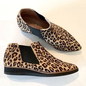 FABIO RUSCONI Italy Animal Print Calf Hair Pointed Toe Booties Size 7 EU 37